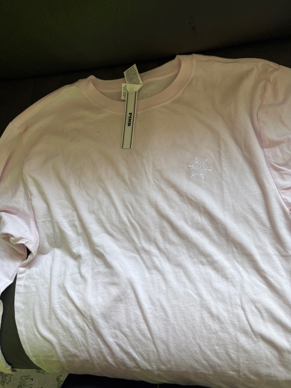 Victoria secret pink cotton pink with snowflake long sleeve with logo on back